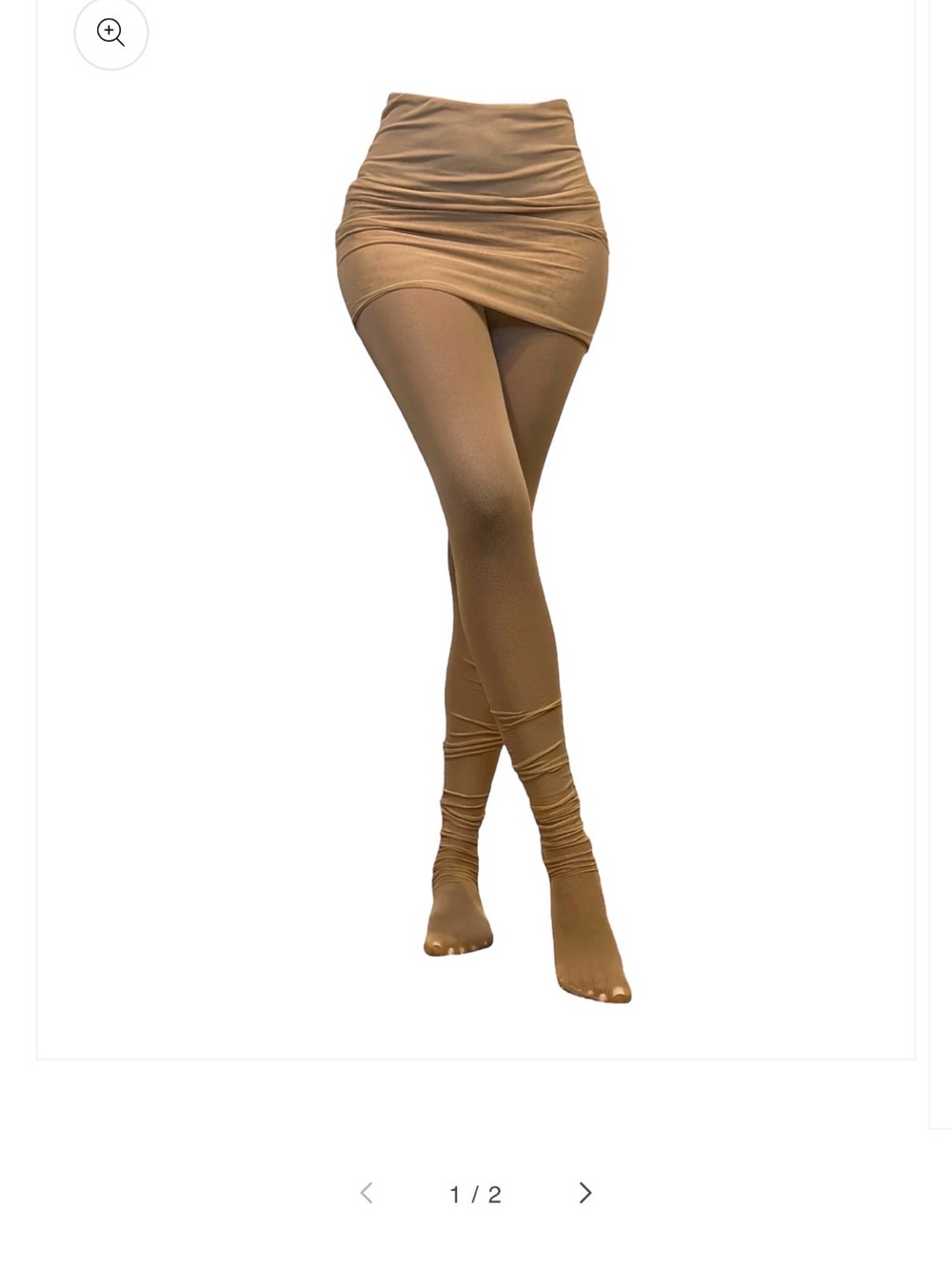 Sublime Havoc Ruched High-Waist Mini Skirt in Camel Brown